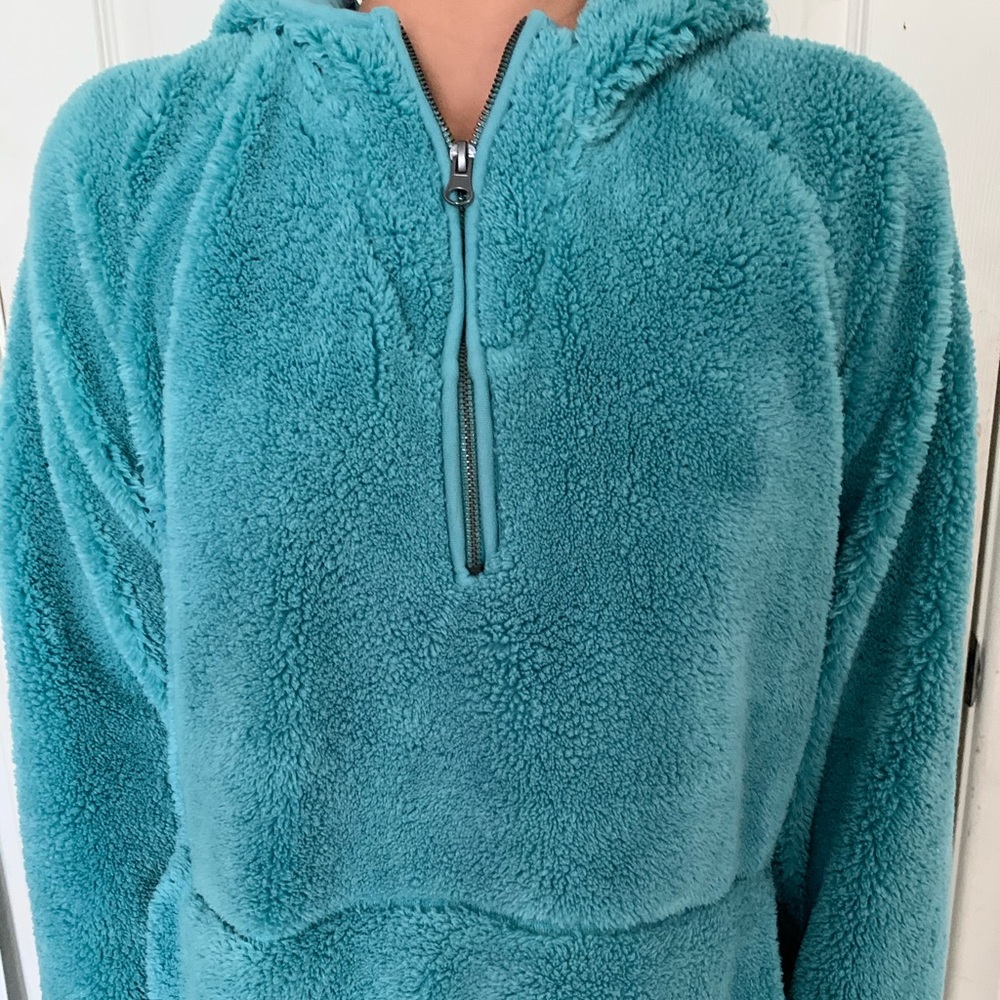 Fuzzy halfzip pullover